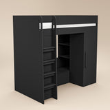 Flair Aspen Ribbed High Sleeper with Storage & Wardrobe Black