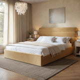 SOLACE+CO Atlas Ottoman Bed Sand Velvet Kingsize