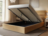 SOLACE+CO Atlas Ottoman Bed Sand Velvet Double