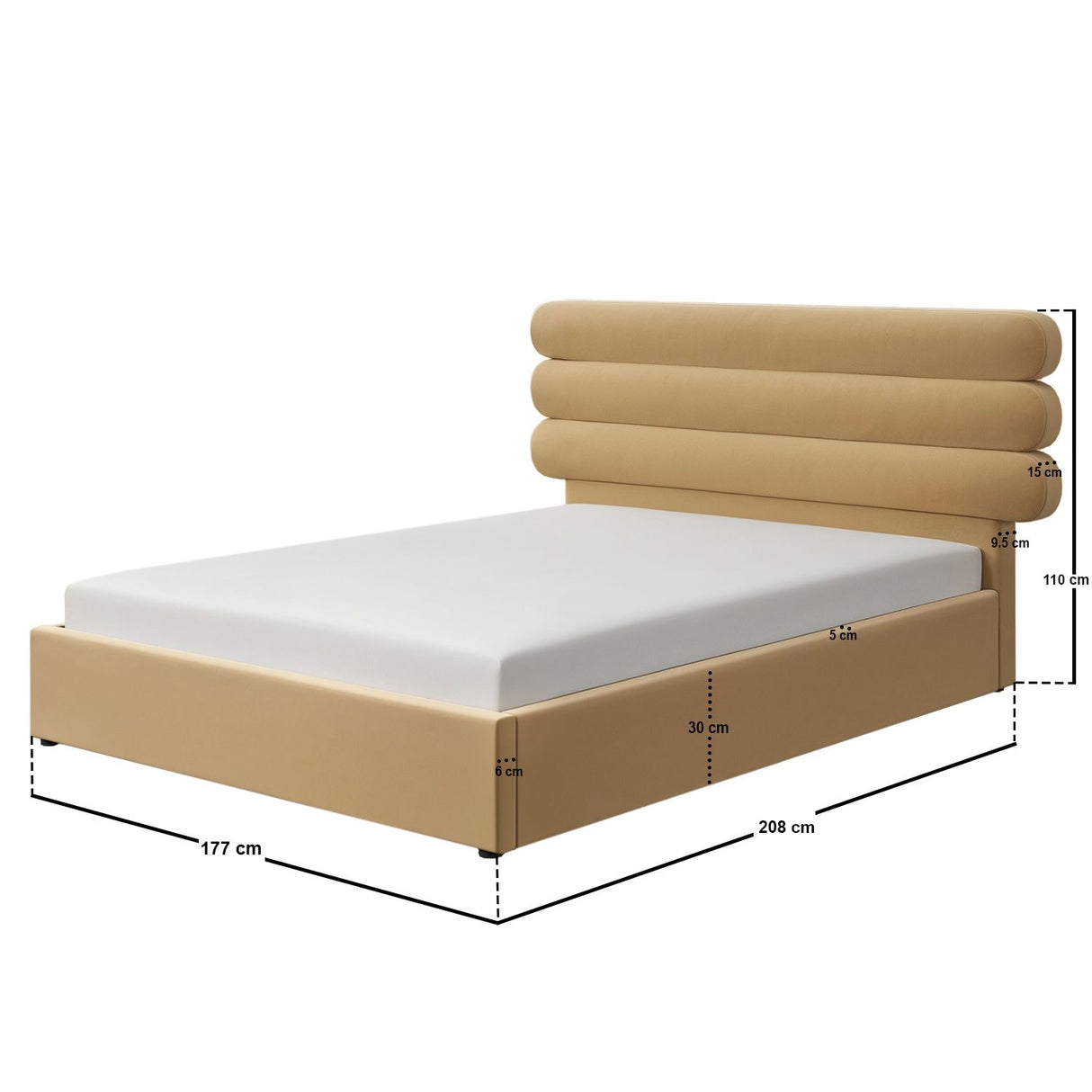 SOLACE+CO Atlas Ottoman Bed Sand Velvet Double