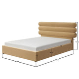 SOLACE+CO Atlas Ottoman Bed Sand Velvet Kingsize