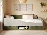 Flair Aubrey Low Sleeper Bed Olive Green Velvet &amp; Beige Cord