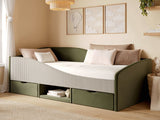 Flair Aubrey Low Sleeper Bed Olive Green Velvet &amp; Beige Cord