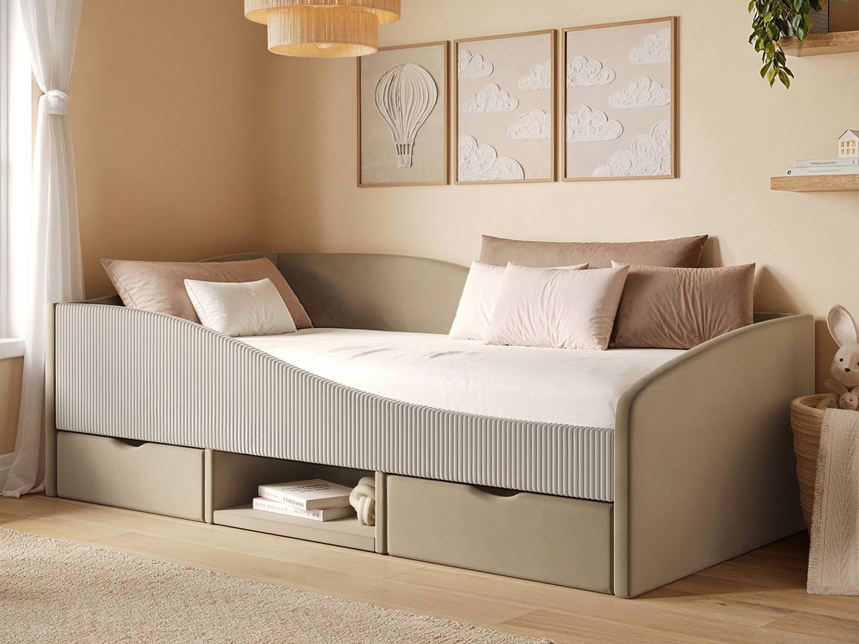 Flair Aubrey Low Sleeper Bed Beige Velvet &amp; Beige Cord