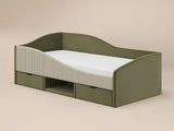 Flair Aubrey Low Sleeper Bed Olive Green Velvet &amp; Beige Cord