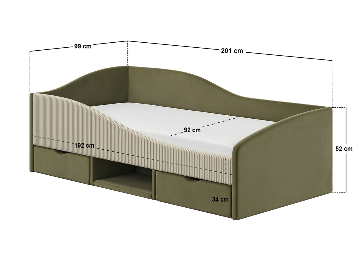 Flair Aubrey Low Sleeper Bed Olive Green Velvet &amp; Beige Cord