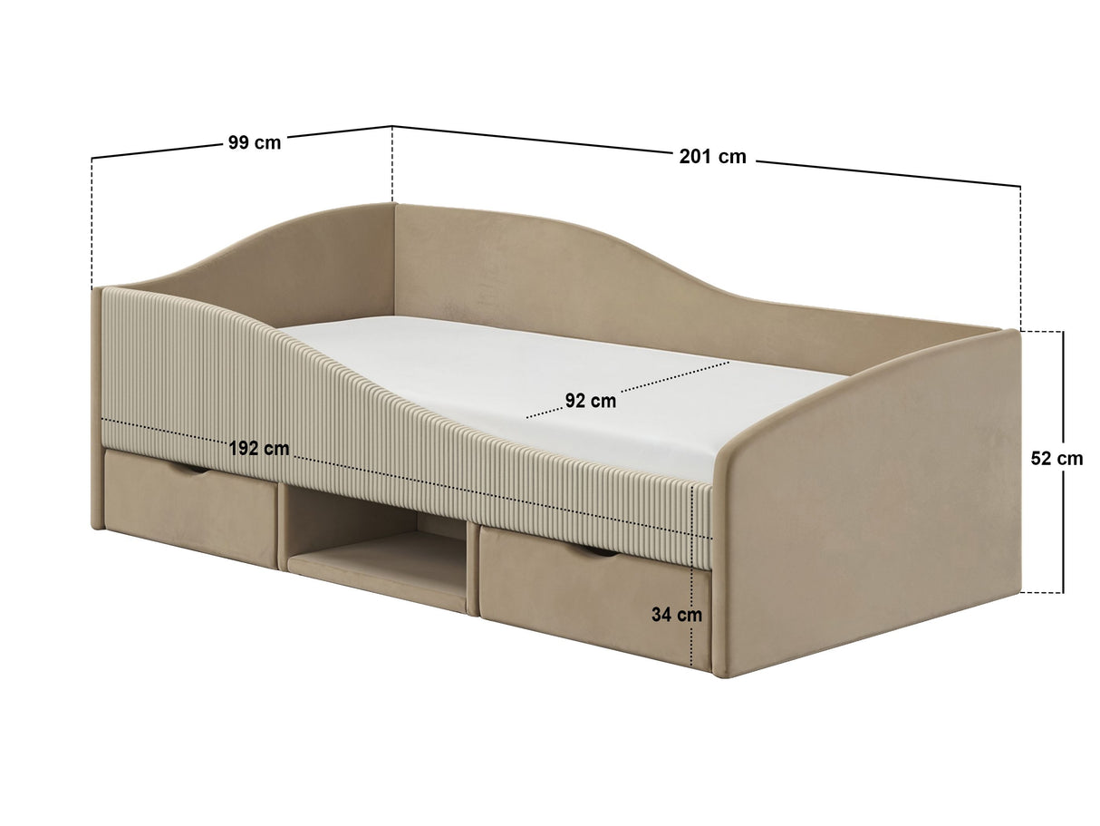 Flair Aubrey Low Sleeper Bed Beige Velvet &amp; Beige Cord