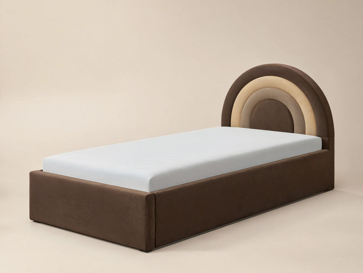 Flair Ava Single Velvet Ottoman Bed Brown