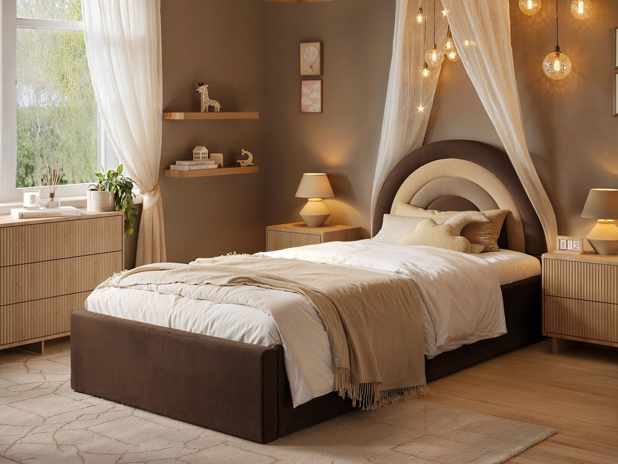 Flair Ava Single Velvet Ottoman Bed Brown