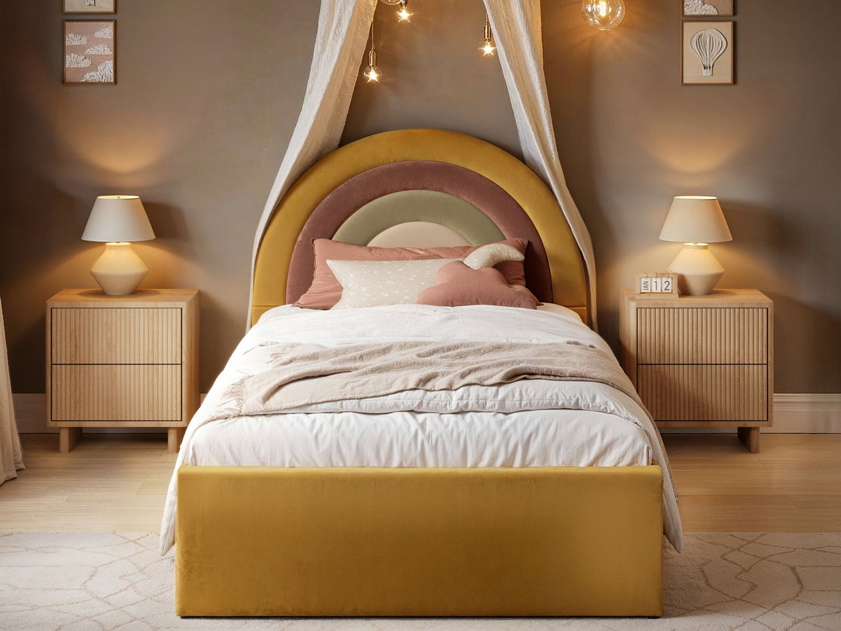 Flair Ava Single Velvet Ottoman Bed Mustard