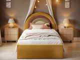 Flair Ava Single Velvet Ottoman Bed Mustard
