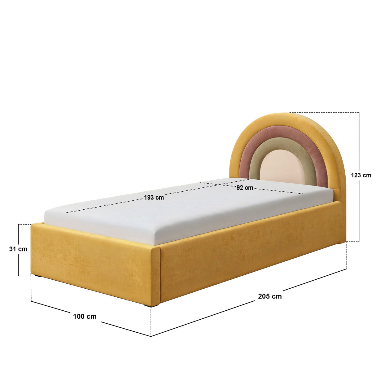 Flair Ava Single Velvet Ottoman Bed Mustard