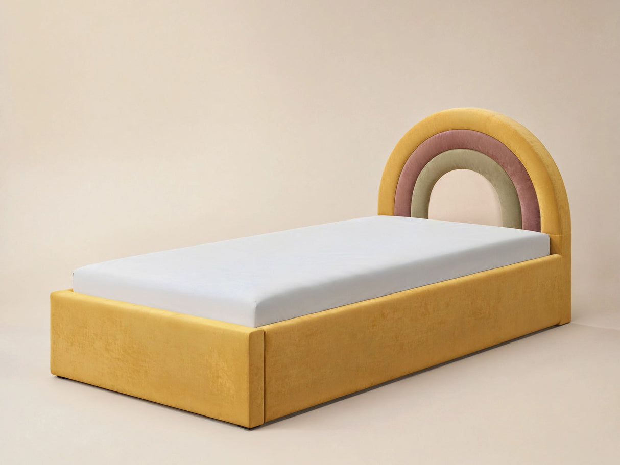 Flair Ava Single Velvet Ottoman Bed Mustard