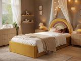 Flair Ava Single Velvet Ottoman Bed Mustard