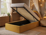 Flair Ava Single Velvet Ottoman Bed Mustard