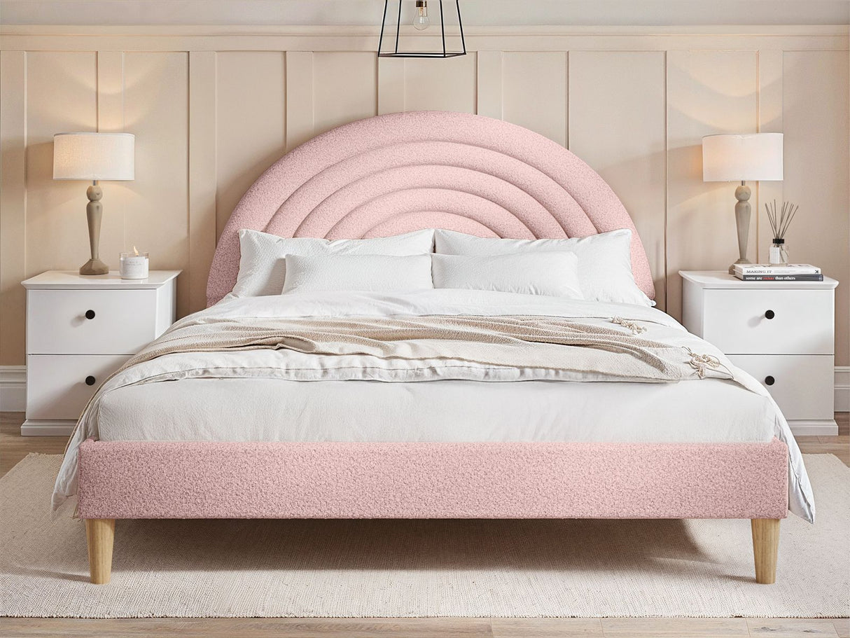 Flair Ava Double Boucle Bed Frame Pink