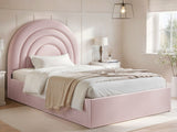 Flair Ava Small Double Ottoman Bed Pink Velvet