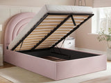 Flair Ava Small Double Ottoman Bed Pink Velvet