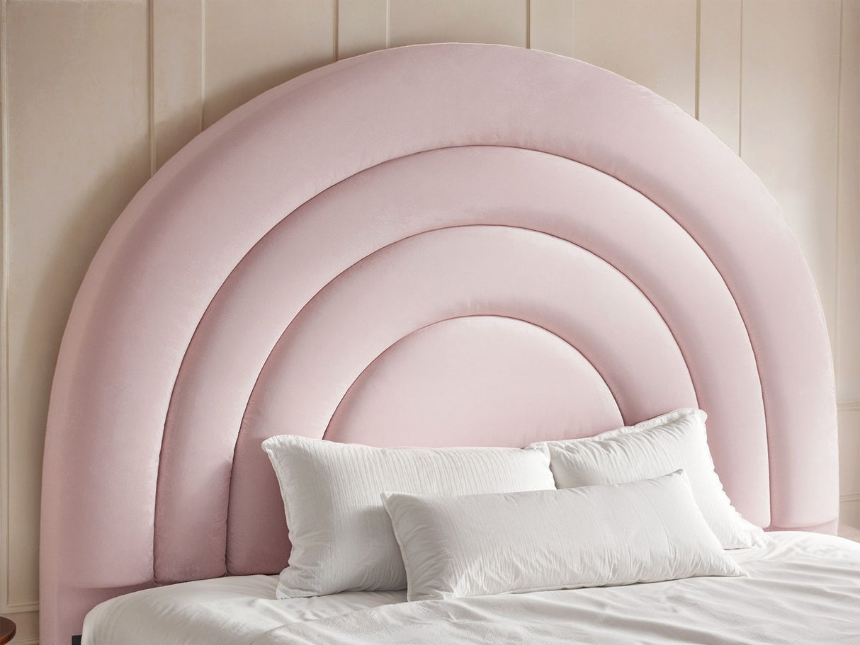 Flair Ava Small Double Ottoman Bed Pink Velvet