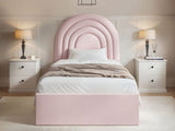 Flair Ava Single Ottoman Bed Pink Velvet
