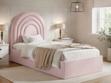 Flair Ava Single Ottoman Bed Pink Velvet