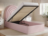 Flair Ava Single Ottoman Bed Pink Velvet