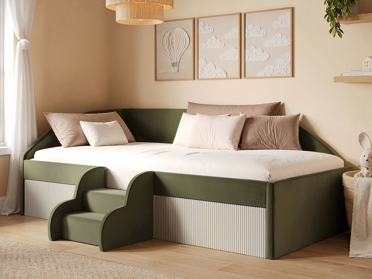 Flair Aviana Low Sleeper Bed Olive Green Velvet & Beige Cord