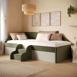 Flair Aviana Low Sleeper Bed Olive Green Velvet & Beige Cord