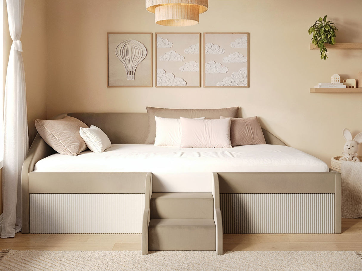 Flair Aviana Low Sleeper Bed Beige Velvet & Beige Cord