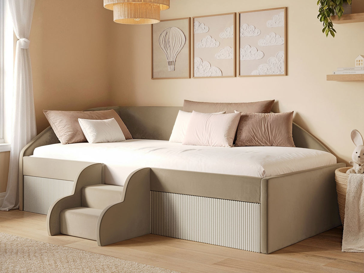 Flair Aviana Low Sleeper Bed Beige Velvet & Beige Cord