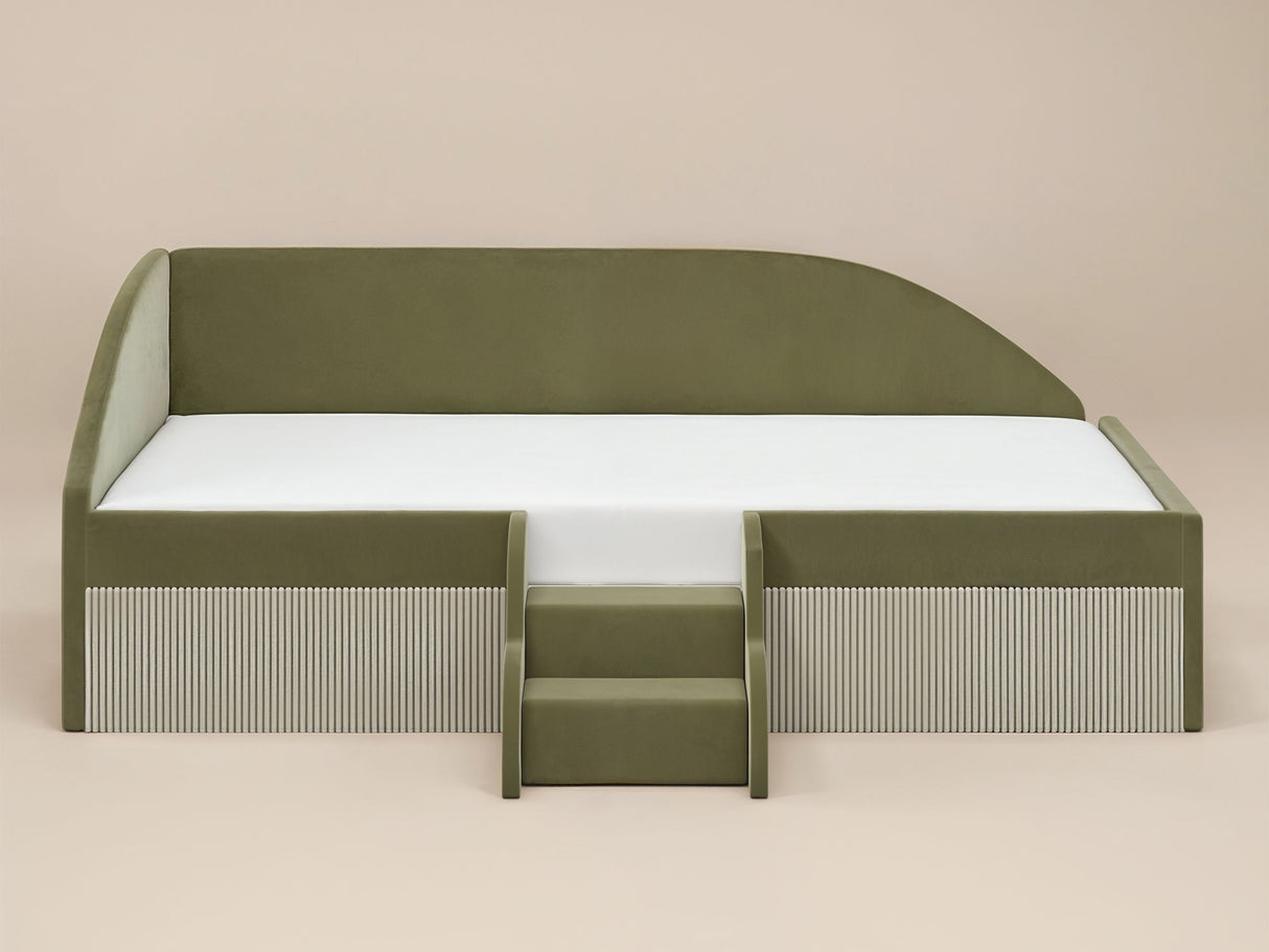 Flair Aviana Low Sleeper Bed Olive Green Velvet & Beige Cord