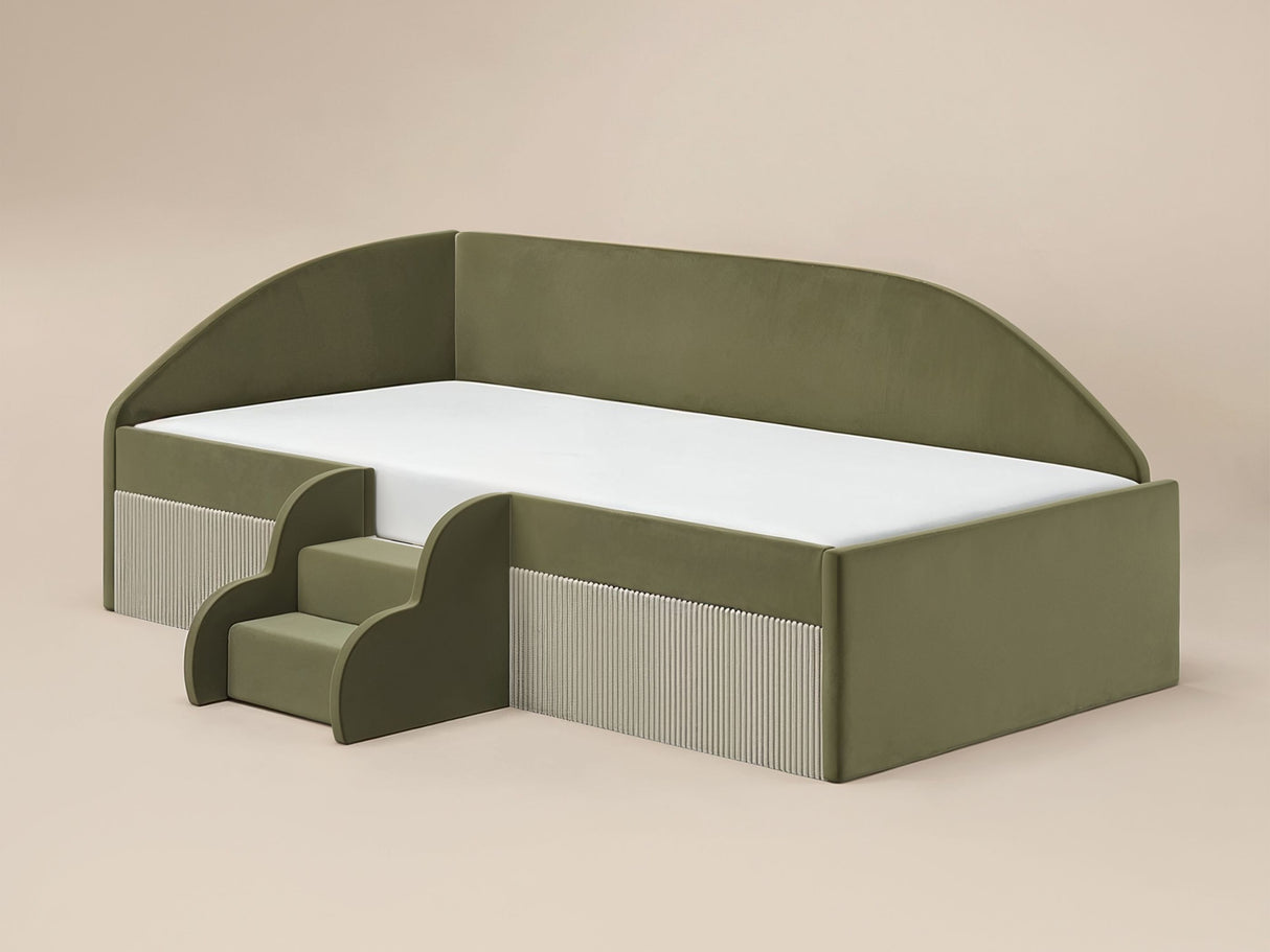 Flair Aviana Low Sleeper Bed Olive Green Velvet & Beige Cord