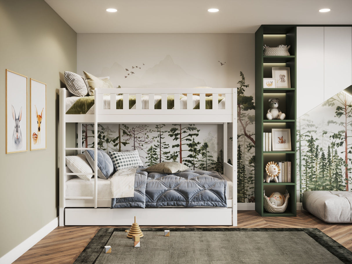 Flair Bea Wooden Bunk Bed with Trundle White
