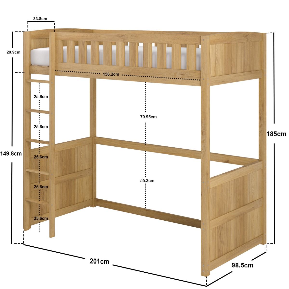 Flair Bea Wooden High Sleeper-Oak