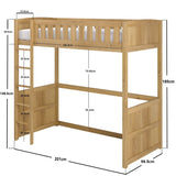 Flair Bea Wooden High Sleeper-Oak