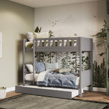 Flair Bea Shorty Wooden Bunk Bed with Trundle-Grey