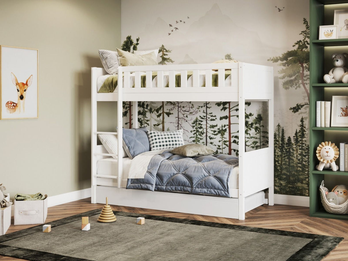 Flair Bea Shorty Wooden Bunk Bed with Trundle-White