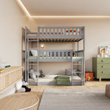 Flair Bea Triple High Wooden Bunk Bed Grey