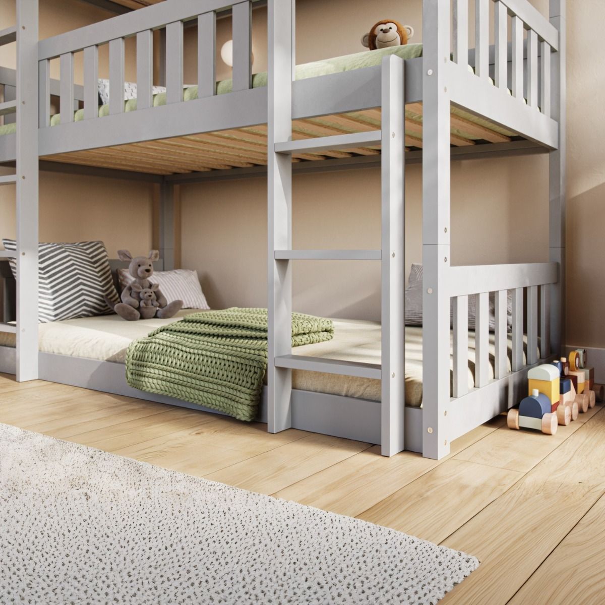 Flair Bea Triple High Wooden Bunk Bed Grey