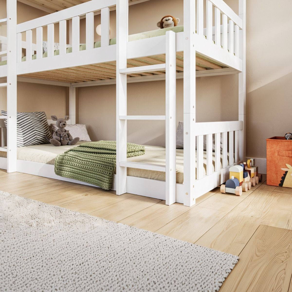 Flair Bea Triple High Wooden Bunk Bed White
