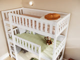 Flair Bea Triple High Wooden Bunk Bed White