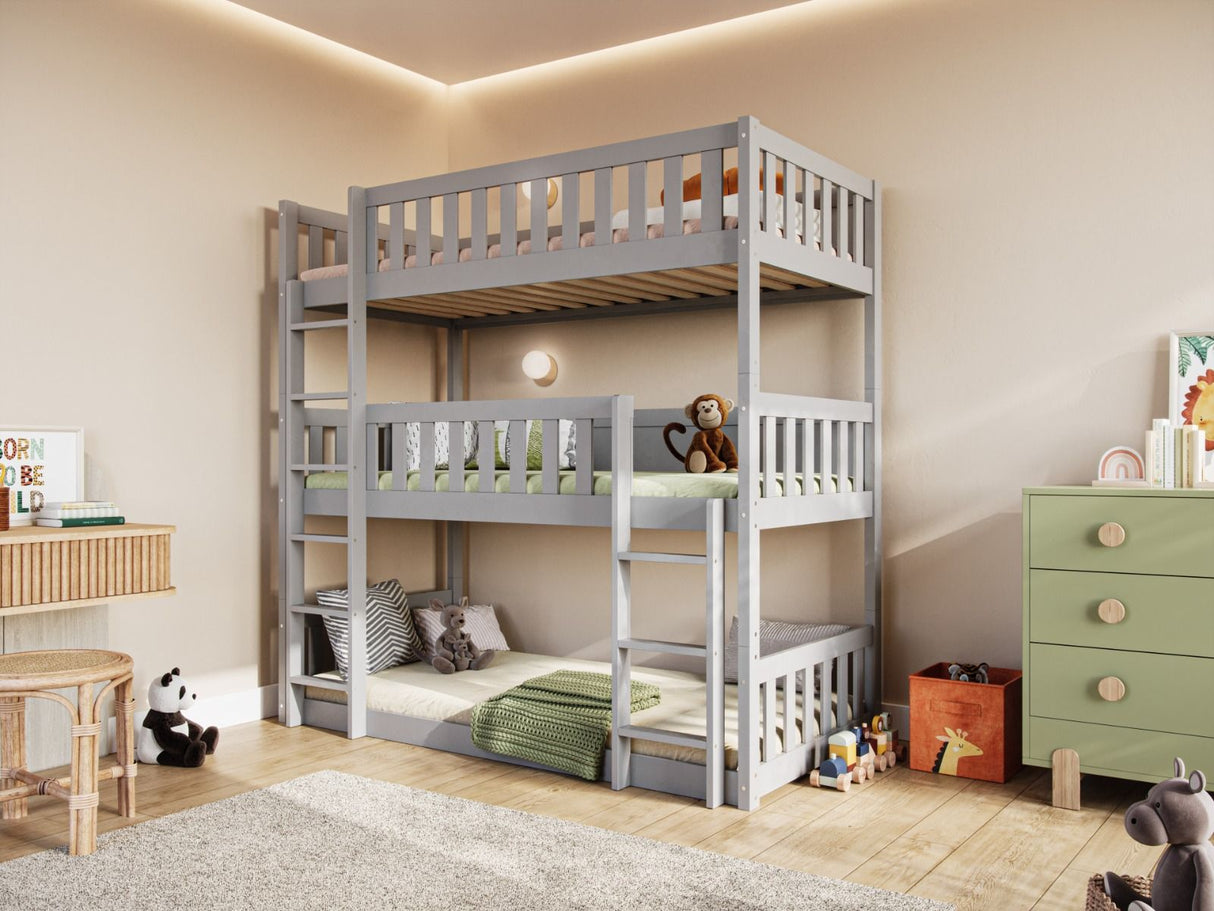 Flair Bea Triple High Wooden Bunk Bed Grey