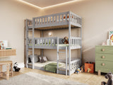 Flair Bea Triple High Wooden Bunk Bed Grey