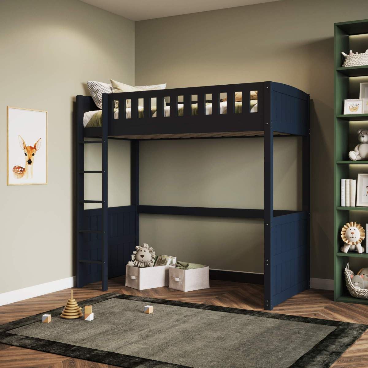Flair Bea Wooden High Sleeper Navy