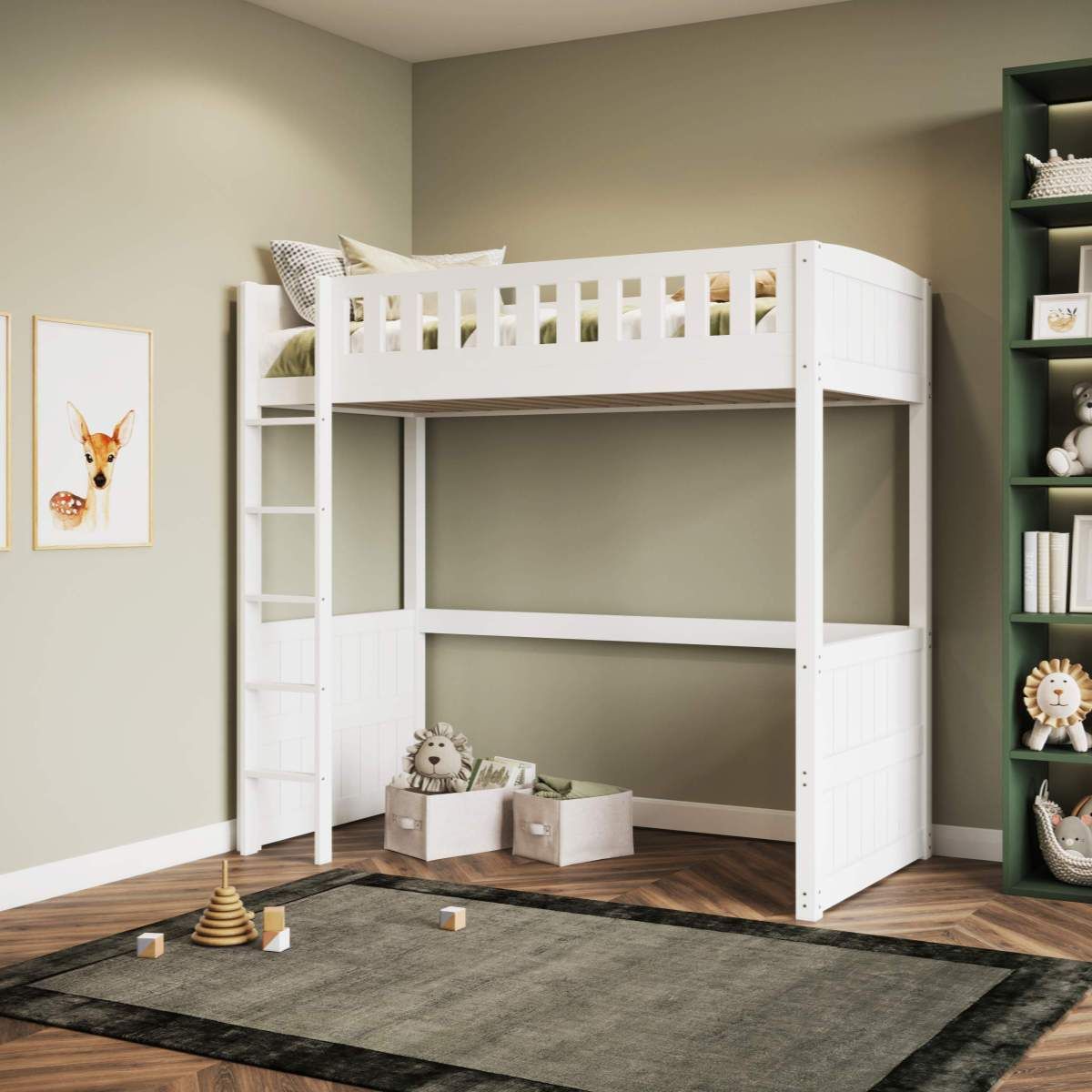 Flair Bea Wooden High Sleeper-White