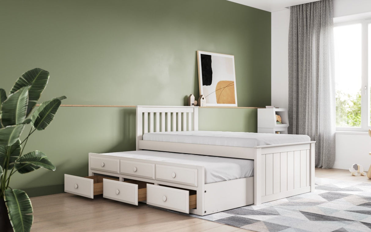 Flair Montana Captain's Bed with Drawers & Trundle White