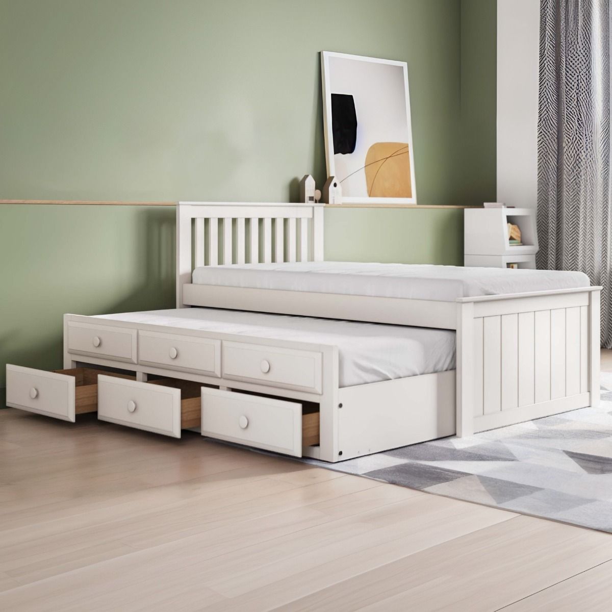 Flair Montana Captain's Bed with Drawers & Trundle White