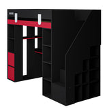 Recoil Blaze Staircase Gaming High Sleeper with Storage Black & Red