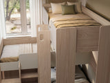 Flair Bode L-Shaped Triple Bunk Bed with Storage Shelves Oak & White