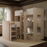 Flair Bode L-Shaped Triple Bunk Bed with Storage Shelves Oak & White